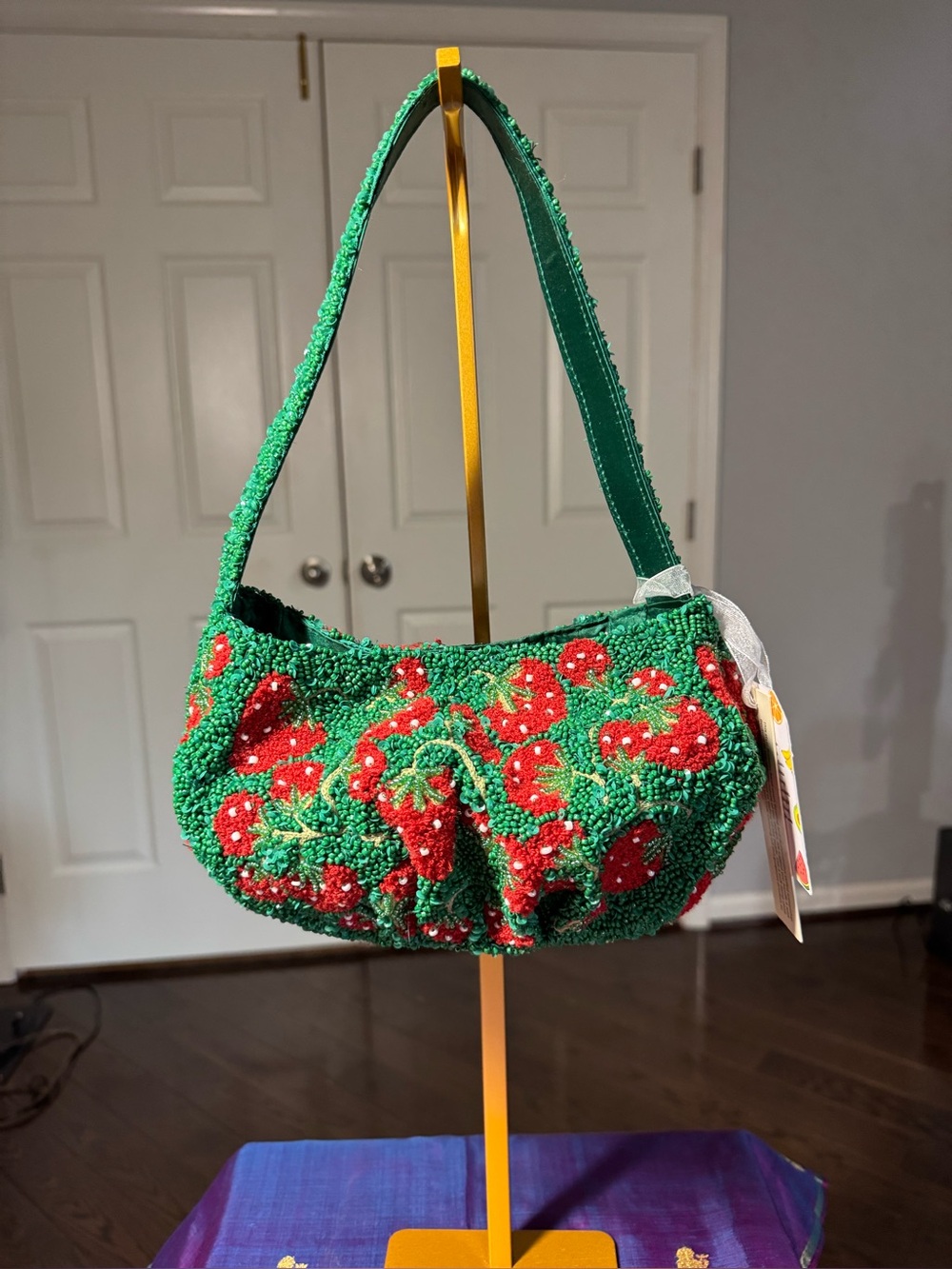 NWT Viral Handcrafted Strawberry Beaded Shoulder Bag Fruit Purse